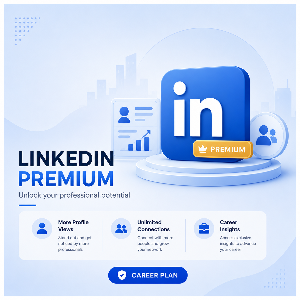 LinkedIn Premium Career ( 3 Month ) ( via Login )