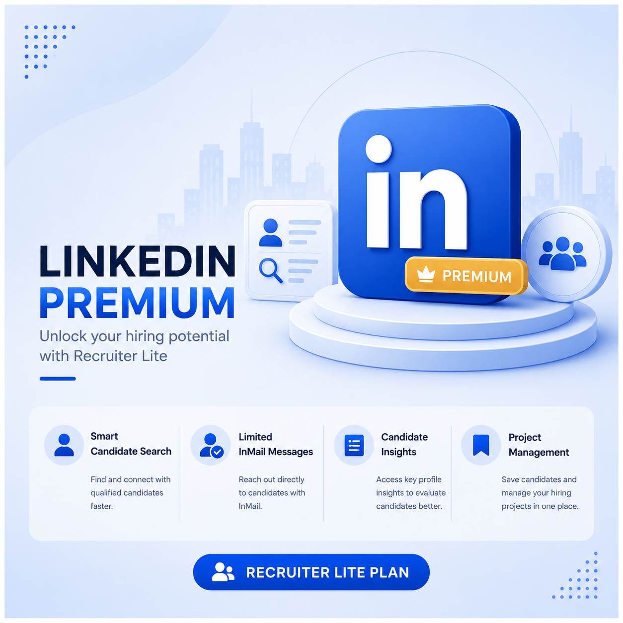 LinkedIn Premium Recruiter Lite ( 1 Month ) ( via Login )